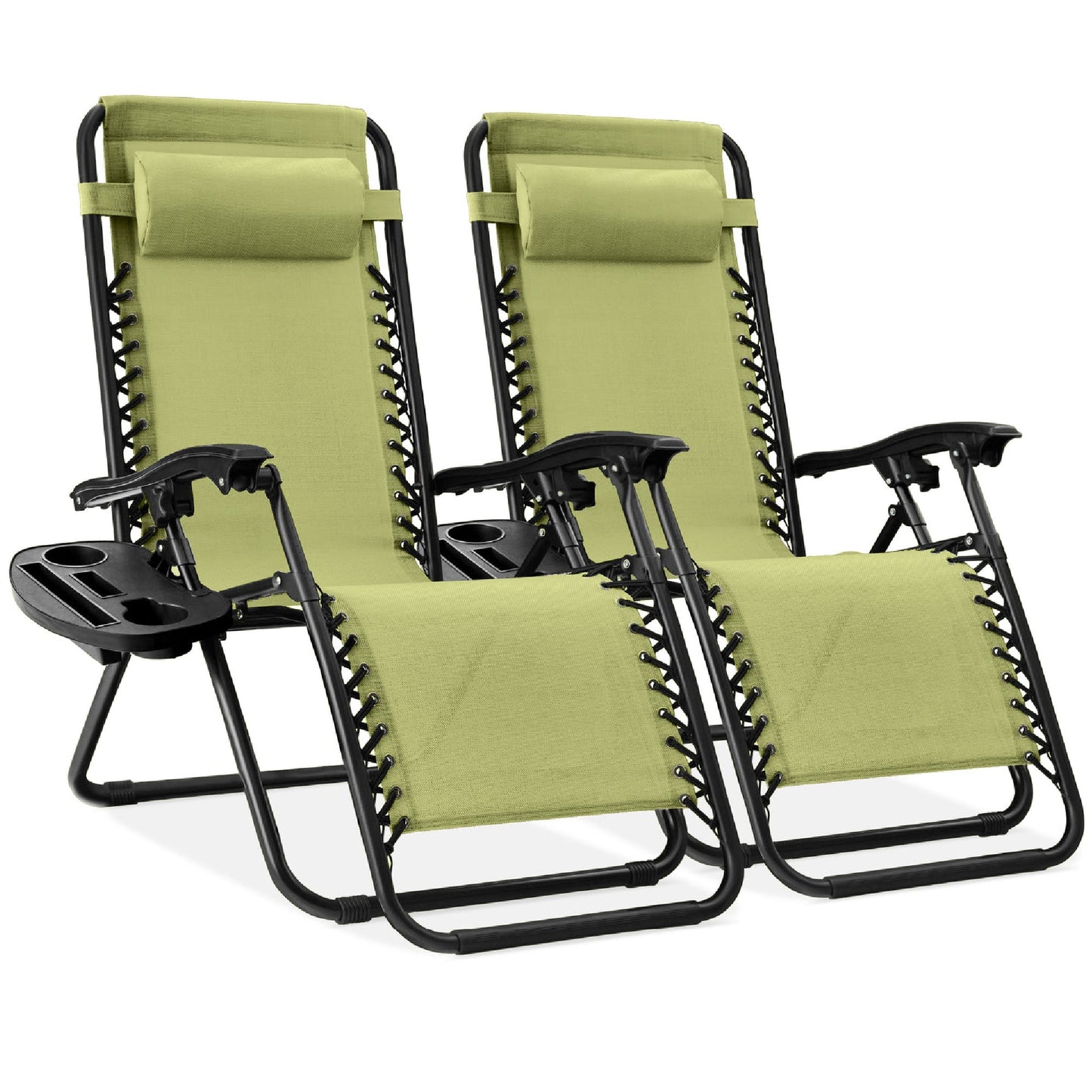 Set of 2 Adjustable Zero Gravity Patio Chair Recliners w/ Cup Holders