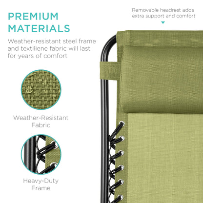 Set of 2 Adjustable Zero Gravity Patio Chair Recliners w/ Cup Holders