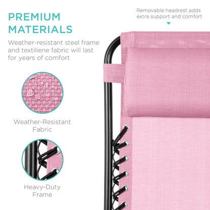 Set of 2 Adjustable Zero Gravity Patio Chair Recliners w/ Cup Holders