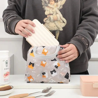 Cartoon Insulated Lunch Bag – Large Capacity Handheld Bento Storage Bag for Office & School