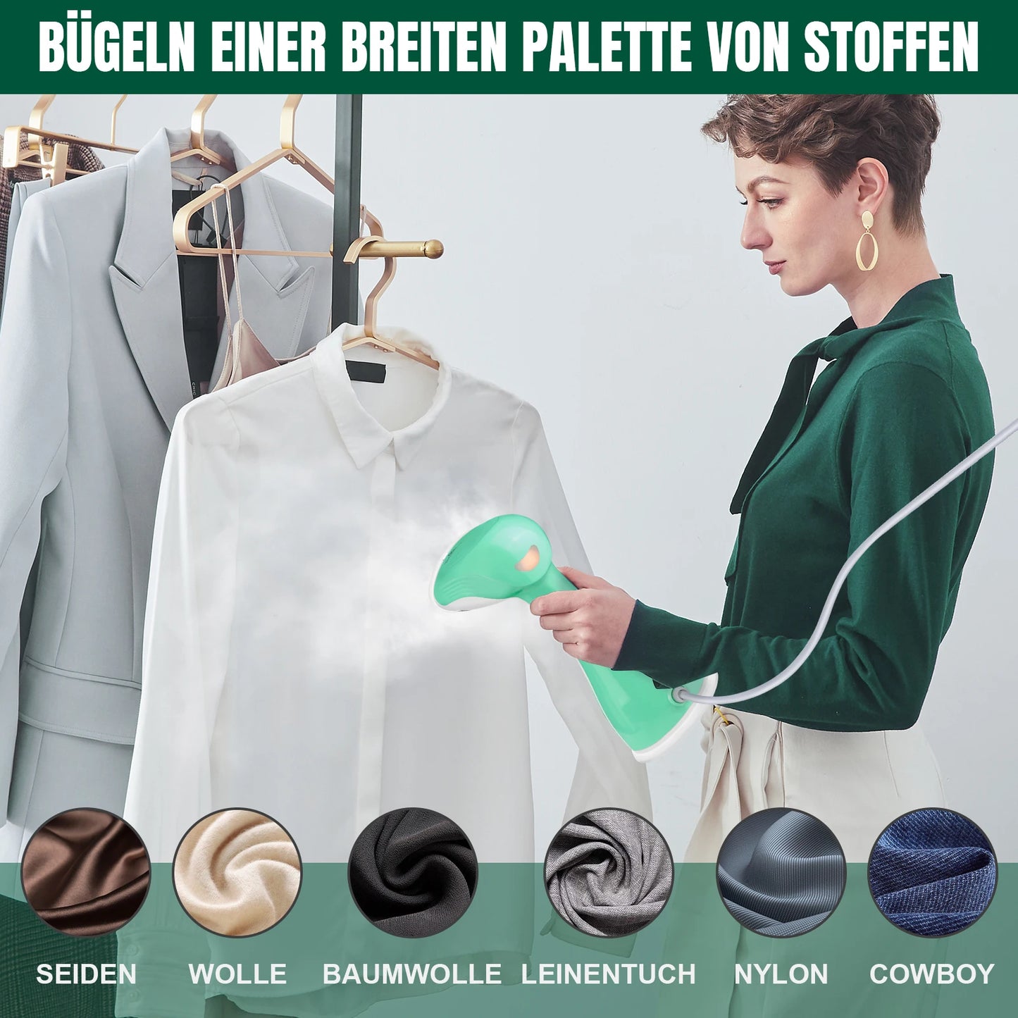 BRIEFNESS 2000W Handheld Garment Steamer – 30s Fast Heat-Up Portable Clothes Steamer for Home & Travel