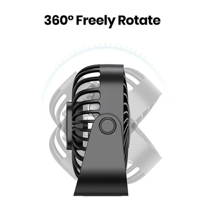 TOPK 4-Inch USB Mini Fan – Portable Quiet Desk Fan with 3 Speeds & 360° Adjustment