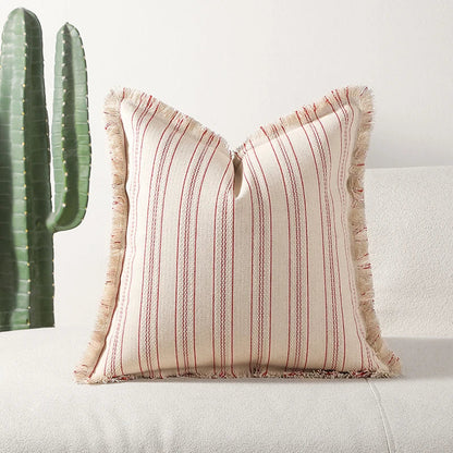 Decorative Nordic Striped Jacquard Cotton Cushion Covers With Frill Detail - 5 Colours