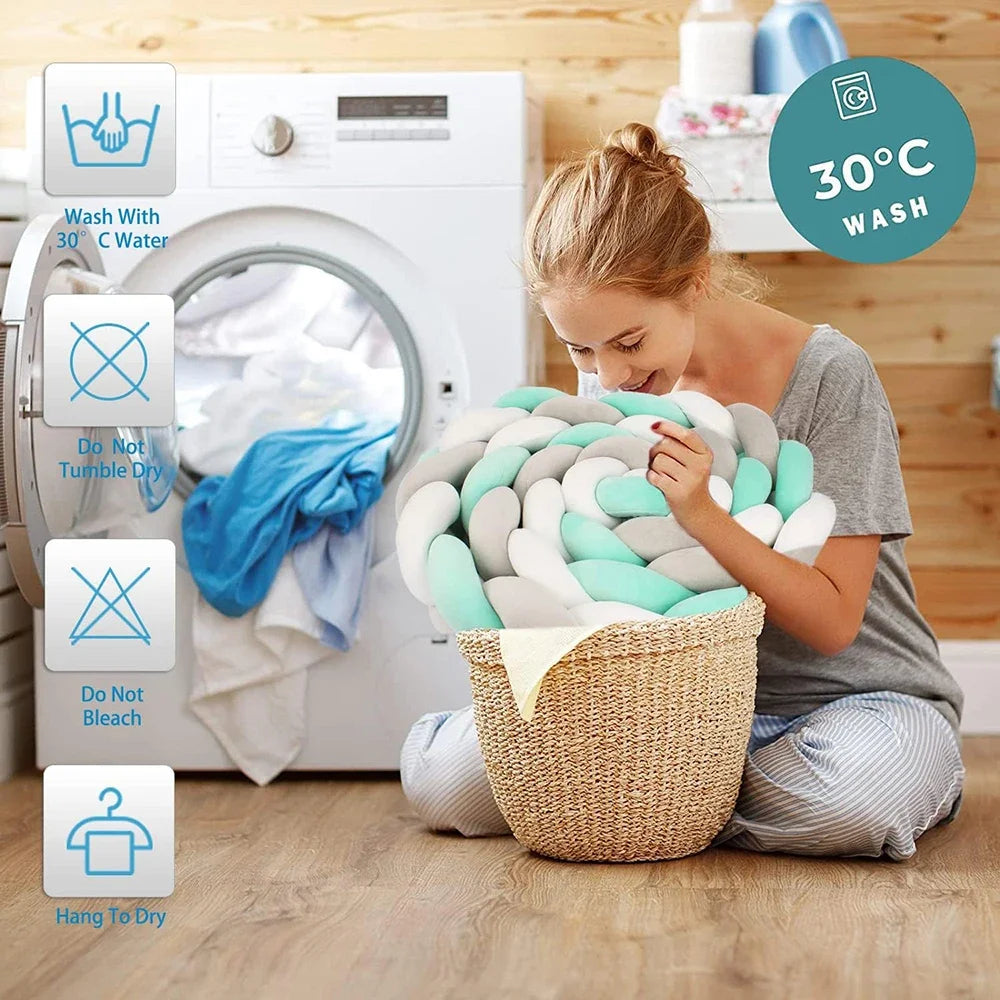Braided Baby Crib Bumper – 300/400cm Soft Cushion Bed Protector for Newborns & Nursery Decoration
