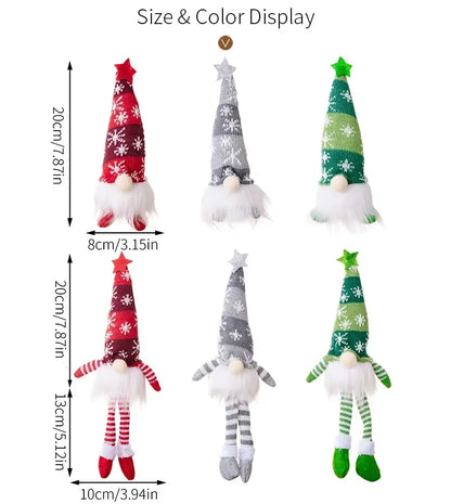 Christmas Gnome LED Ornament – Faceless Plush Doll Knitted Decoration for Tree & Home Holiday Gifts