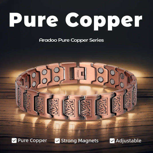 ARADOO Men’s Copper Magnetic Bracelet – Pure Copper Neodymium Link Therapy Jewelry Gift