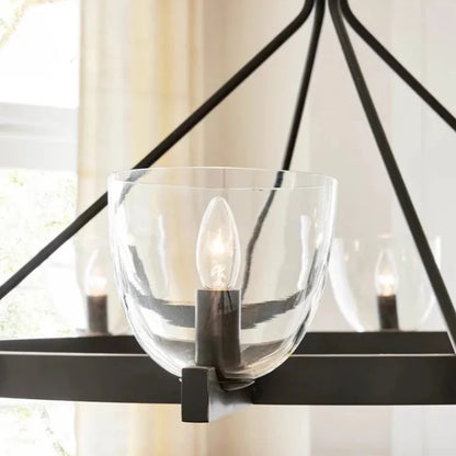 Modern Circular 8-Light Modern Farmhouse Pendant Chandelier with Glass Globes - 2 Colours