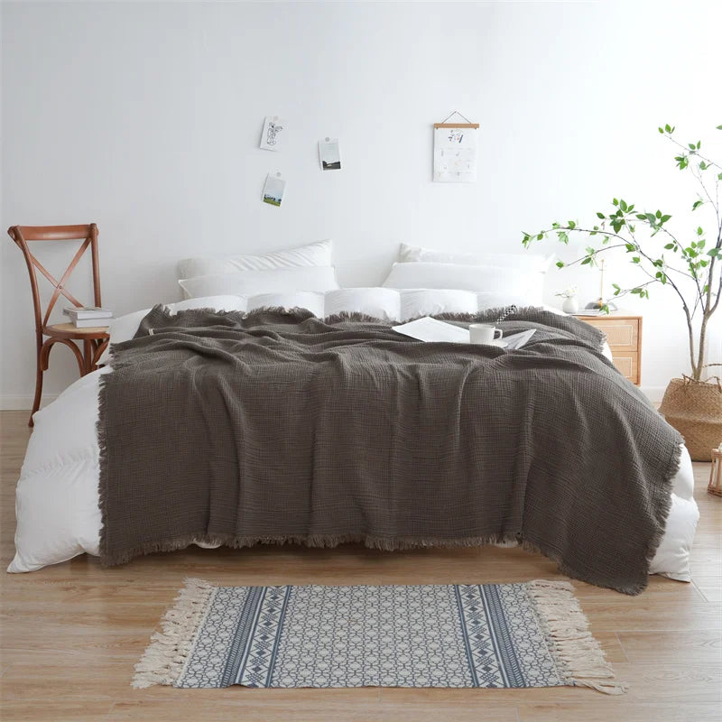100% Cotton Muslin Throw Blanket - 5 Colours