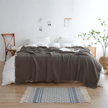 100% Cotton Muslin Throw Blanket - 5 Colours