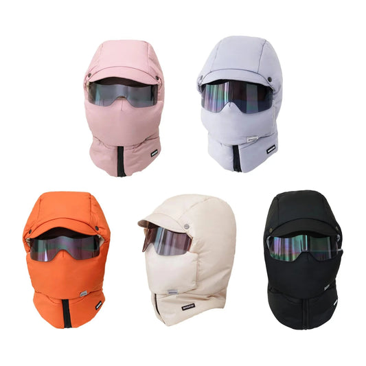 Winter Ski Balaclava Mask – Windproof Full Face Cover with Goggles, Thick Plush Thermal Motorcycle Mask for Men & Women