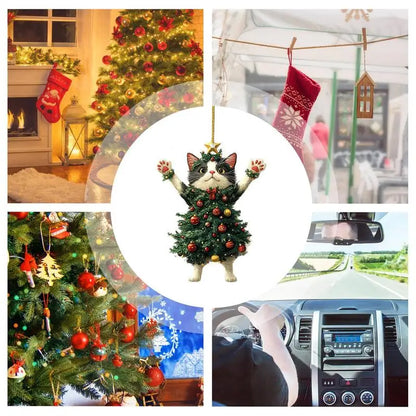 Cute Cat Christmas Ornament – Hanging Pendant for Tree, Car, Backpack & Home Decoration Holiday Gift