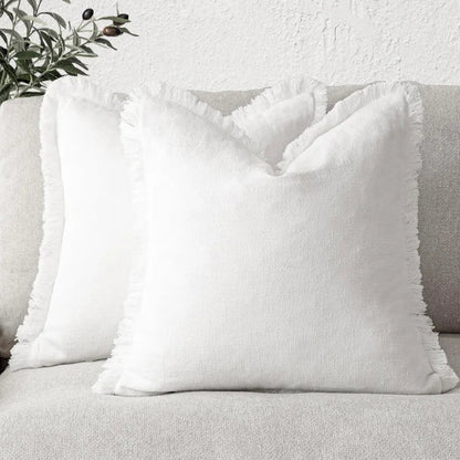 Decorative Nordic Frill Cotton & Linen Cushion Covers - 5 Colours