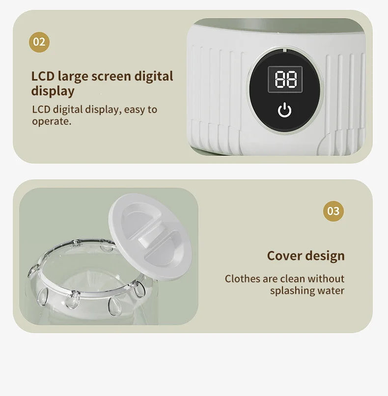 Wireless Mini Washing Machine – 1L Portable Underwear & Socks Cleaner with Dehydration Function