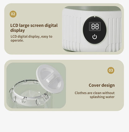Wireless Mini Washing Machine – 1L Portable Underwear & Socks Cleaner with Dehydration Function
