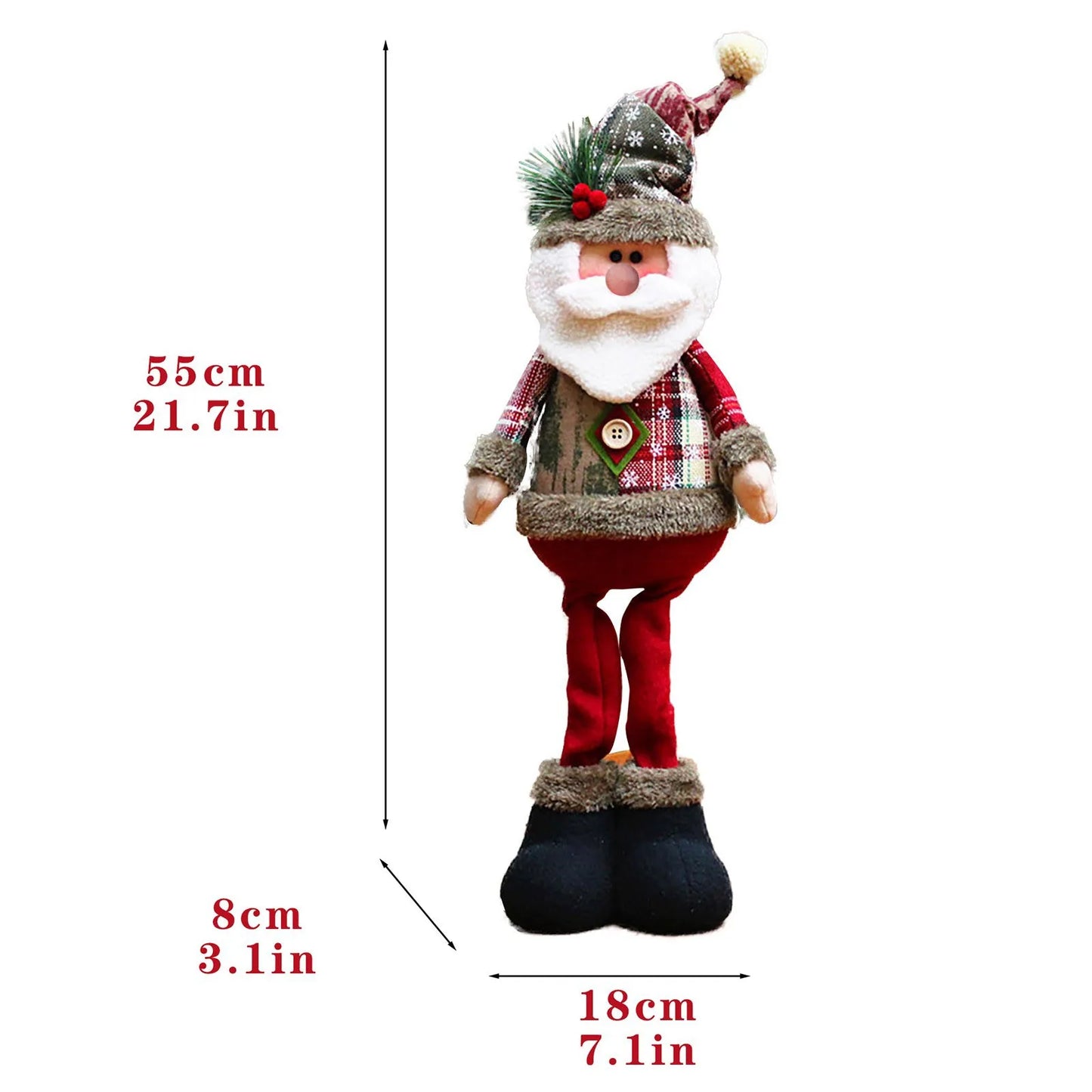3pcs Standing Christmas Dolls Set – Santa Claus, Snowman & Reindeer Holiday Decorations for Home & New Year Gift