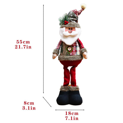 3pcs Standing Christmas Dolls Set – Santa Claus, Snowman & Reindeer Holiday Decorations for Home & New Year Gift