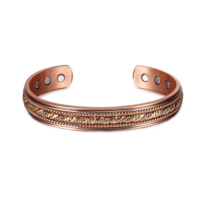 Vinterly Pure Copper Magnetic Bracelet – Adjustable Braided Cuff Bangle 12mm, Health Energy Jewelry for Men & Women