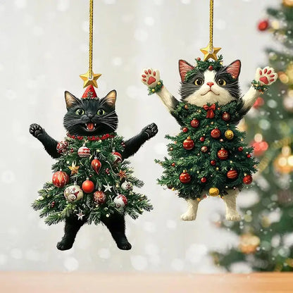 Cute Cat Christmas Ornament – Hanging Pendant for Tree, Car, Backpack & Home Decoration Holiday Gift