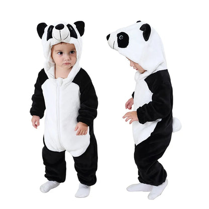 Cartoon Baby Romper – Flannel Hooded Jumpsuit Costume for Toddlers & Infants (Unisex)