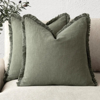 Decorative Nordic Frill Cotton & Linen Cushion Covers - 5 Colours