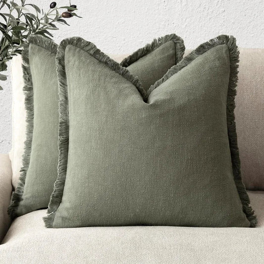 Decorative Nordic Frill Cotton & Linen Cushion Covers - 5 Colours