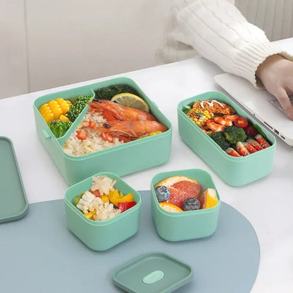 2-Layer Kids Lunch Box – Portable Microwave Bento Box with Fork & Spoon (1100ml/1800ml)