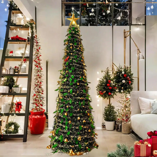 5ft Foldable Christmas Tree – Faux Festival Tree for Winter Holiday Season Indoor Home Decoration