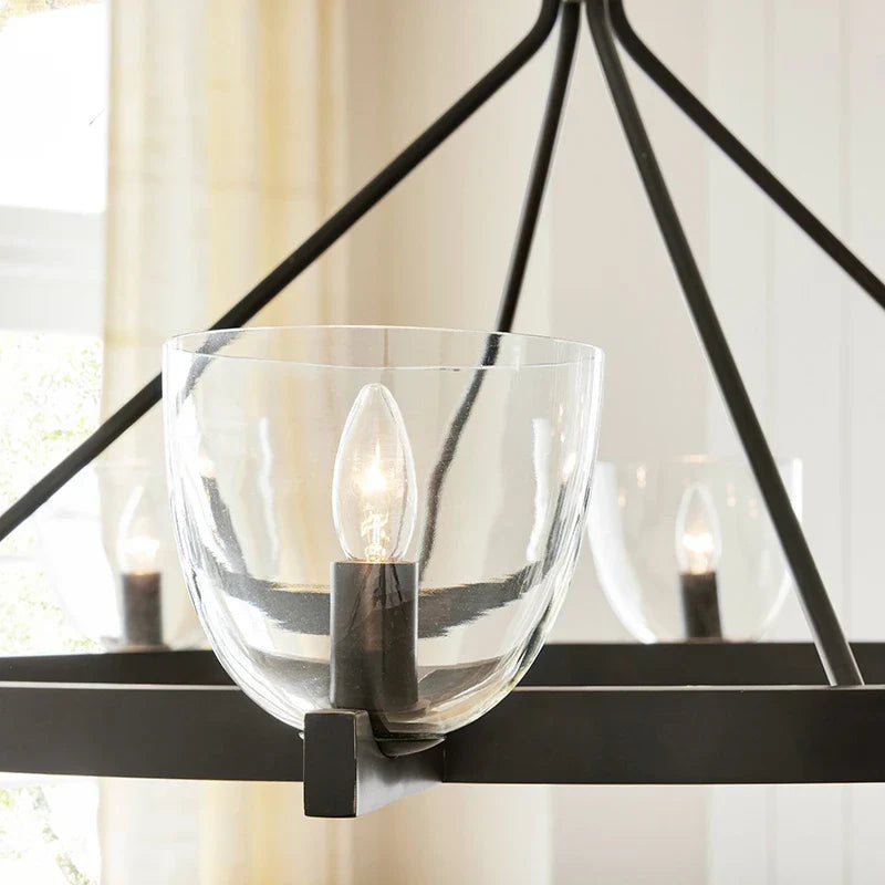 Modern Circular 8-Light Modern Farmhouse Pendant Chandelier with Glass Globes - 2 Colours