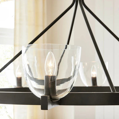 Modern Circular 8-Light Modern Farmhouse Pendant Chandelier with Glass Globes - 2 Colours
