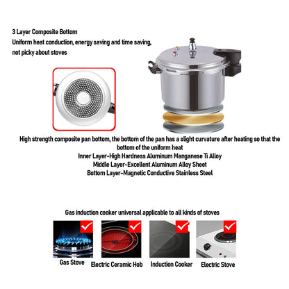 Aluminum Alloy Pressure Cooker – Large Capacity Explosion-Proof Fast Cooking Pot for Home Use