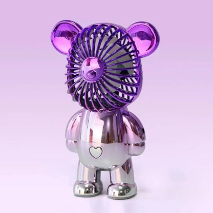 Mini Bear Handheld Fan – USB Rechargeable Portable Cooling Fan with Gradient Design