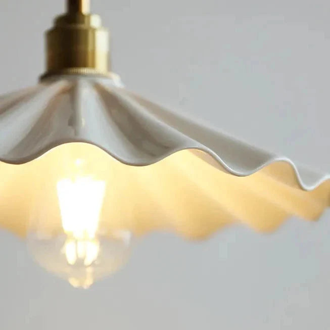 Scandinavian Ceramic LED Hanging Ceiling Pendant Light Fixture - White