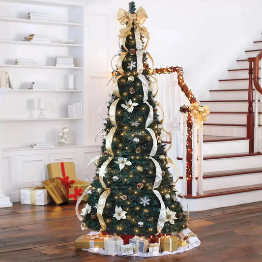 180cm Pop-Up Christmas Tree with Lights – Foldable Festive Decoration for Home Holiday Display