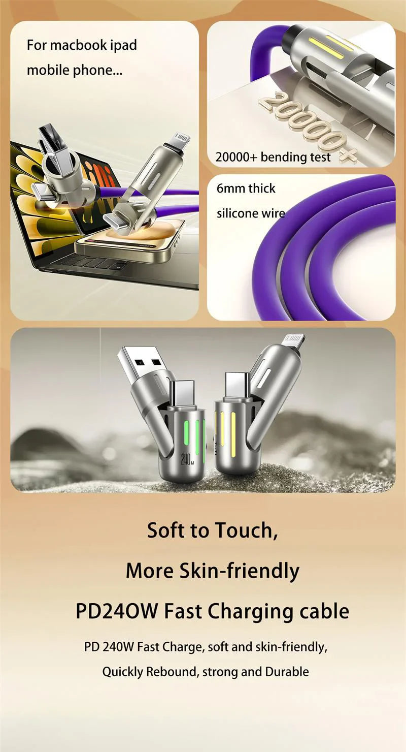 Multi-Functional 4 In 1 Fast Charging Data Cable