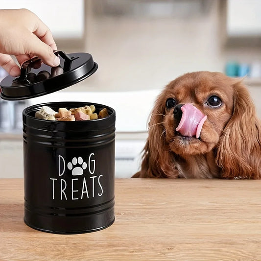 Metal Dog Treat Container – Pet Food Storage Jar for Dogs & Cats