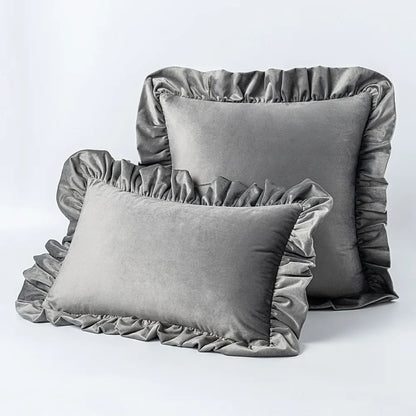 Decadent Velvet Cushion Covers with Ruffle - 16 Colours