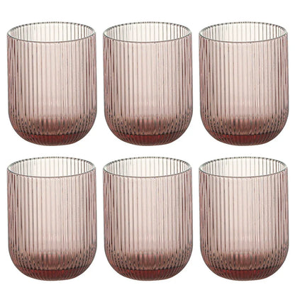 Set of 6 Luxury Ripple Drinking Glasses - Clear, Sage & Blush
