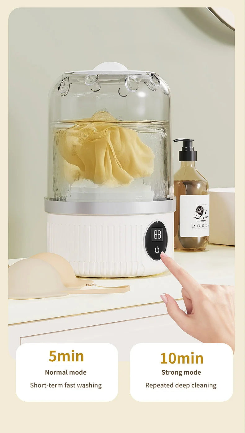 Wireless Mini Washing Machine – 1L Portable Underwear & Socks Cleaner with Dehydration Function