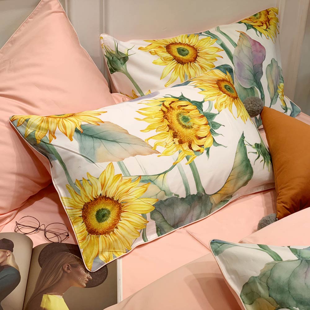 Dainty Sunflower Duvet Cover Set (Long-Staple Sateen Cotton)