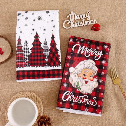 2pcs Christmas Kitchen Towels – Merry Christmas Santa Claus Dish Towels for Holiday Home & Party Decoration 2025–2026