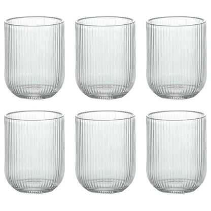 Set of 6 Luxury Ripple Drinking Glasses - Clear, Sage & Blush