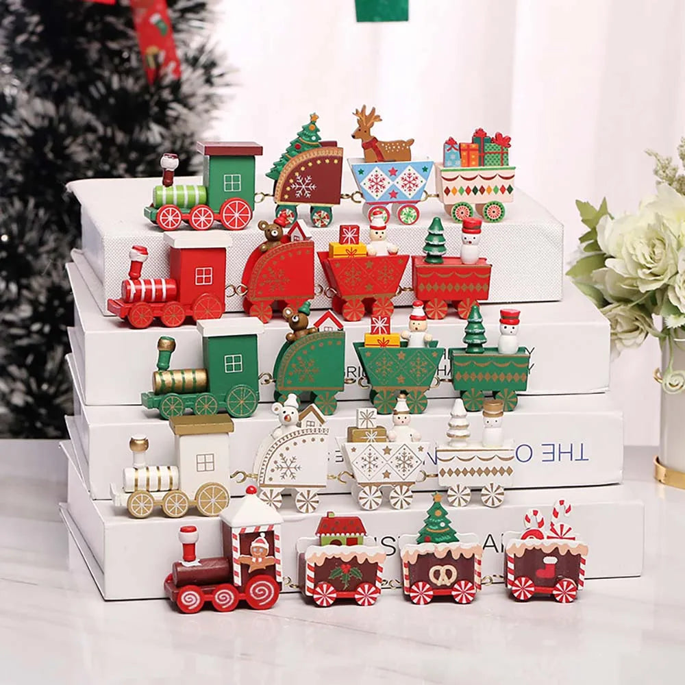 Wooden Christmas Train Decoration – Moving Train Ornament for Home, Tree & New Year Holiday Gifts 2025