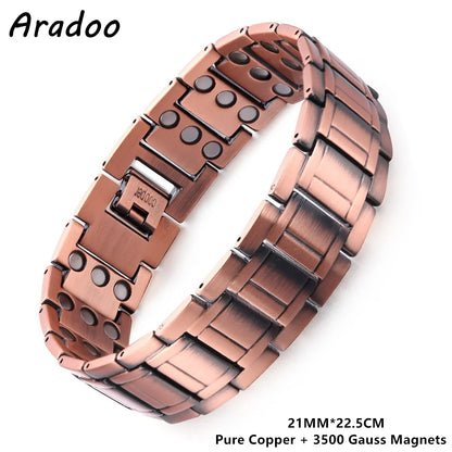 ARADOO Men’s Copper Magnetic Bracelet – Pure Copper Neodymium Link Therapy Jewelry Gift