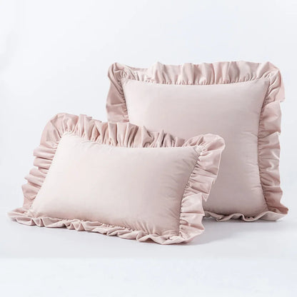 Decadent Velvet Cushion Covers with Ruffle - 16 Colours
