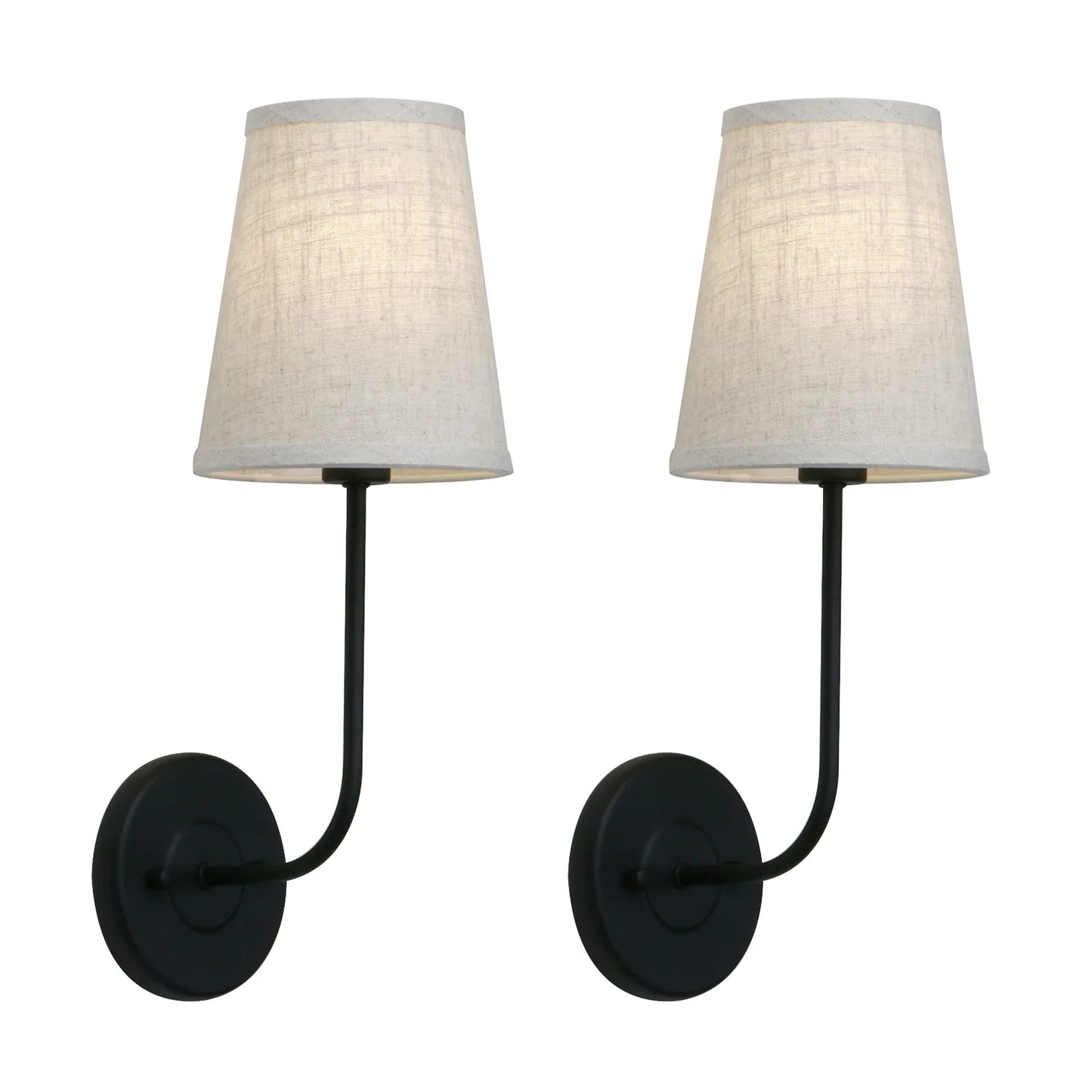 Set of 2 Classic Luxury Farmhouse Wall Lamps with Linen Shade