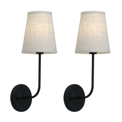 Set of 2 Classic Luxury Farmhouse Wall Lamps with Linen Shade