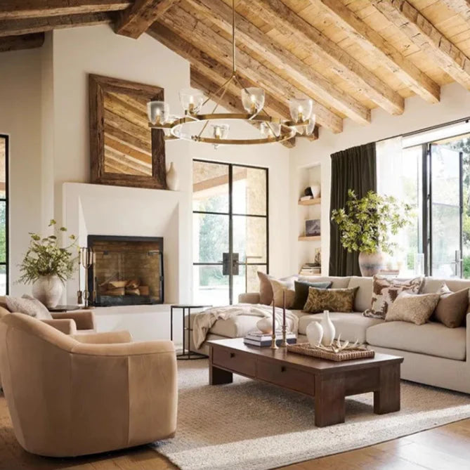 Modern Circular 8-Light Modern Farmhouse Pendant Chandelier with Glass Globes - 2 Colours