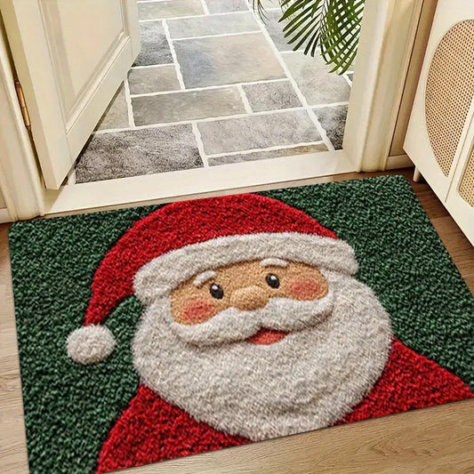 Christmas Door Mat – Red Santa & Gingerbread Carpet for Indoor/Outdoor Holiday Home Decoration 2026