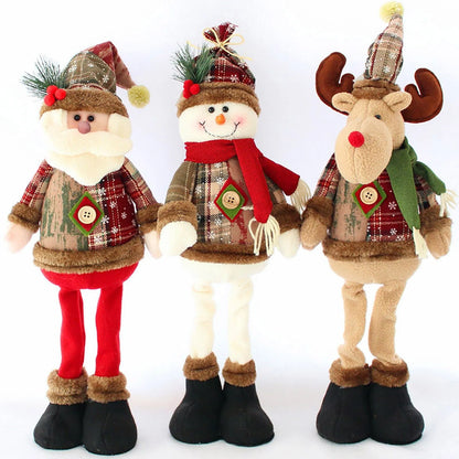3pcs Standing Christmas Dolls Set – Santa Claus, Snowman & Reindeer Holiday Decorations for Home & New Year Gift