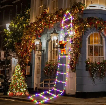 LED Santa Claus Climbing Ladder Light – 1.5/3M USB Christmas Decoration with 8 Flash Modes for Home & Tree